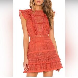 Elegant Coral Lace Dress